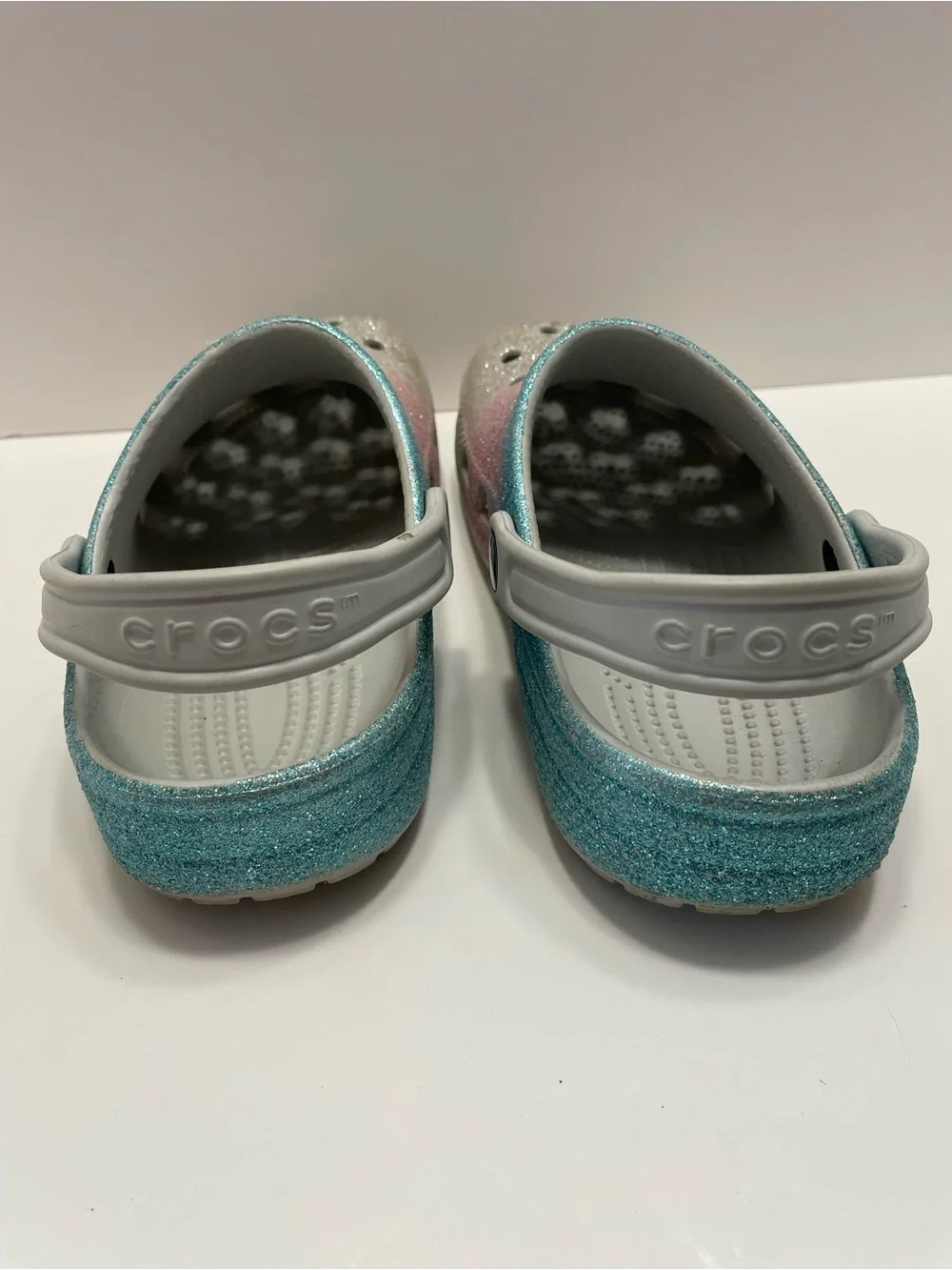 CROCS Kids Ombre Glitter Clogs - Teal, Pink, Silver